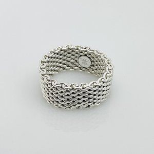 Size 9.5 Tiffany & Co Somerset Ring Mesh Weave Mens Unisex in Sterling Silver